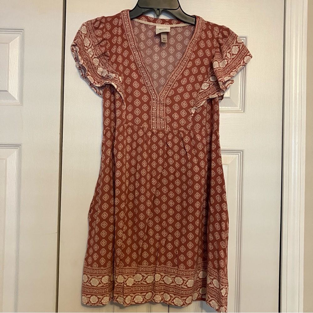 Knox Rose Target XS V-Neck Boho Flutter Sleeve Tunic Dress